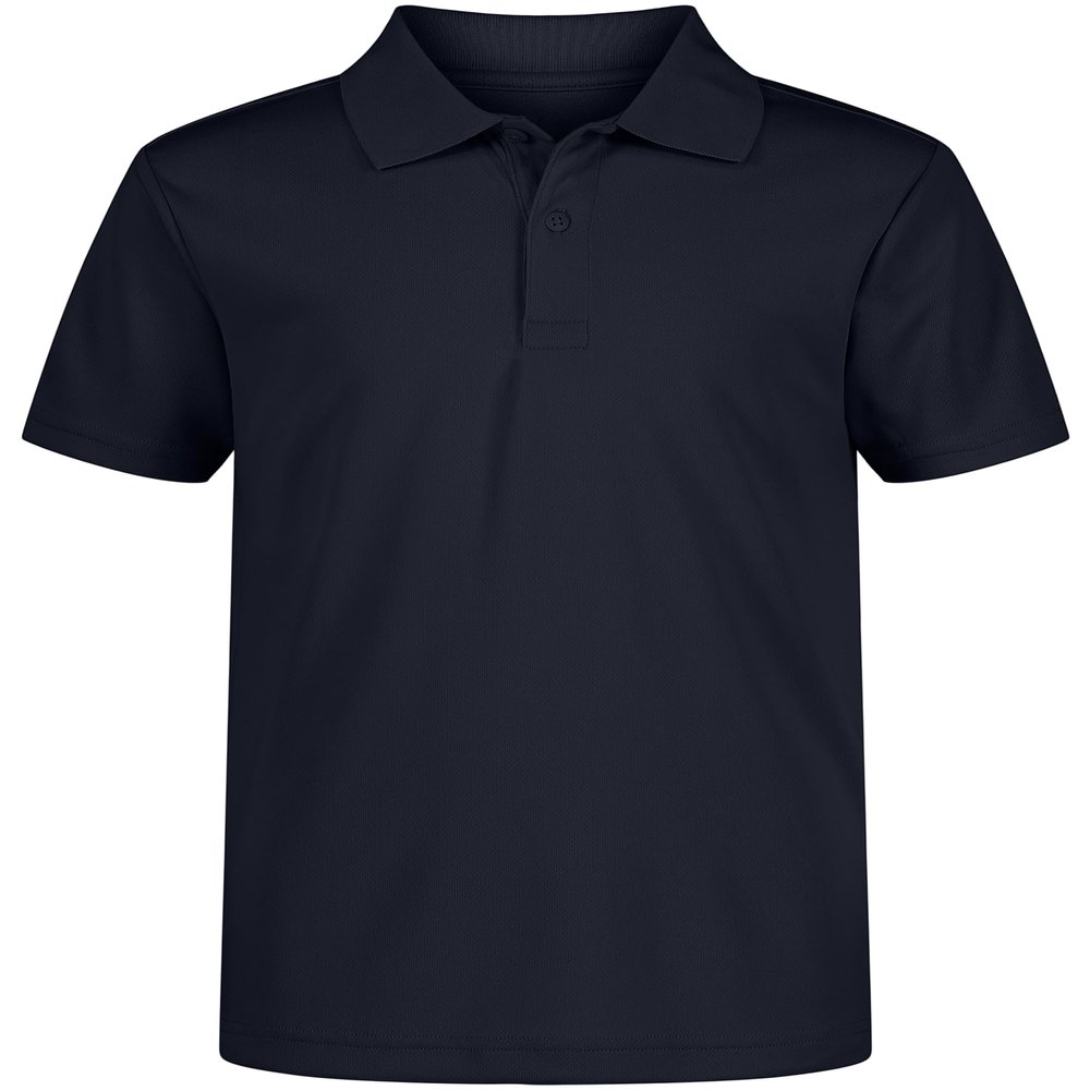 Nautica Boys' School Uniform Short Sleeve Polo Shirt, Button Closure, Moisture Wicking Performance Material, Navy, 4