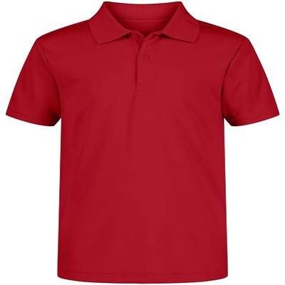 Nautica Boys' School Uniform Short Sleeve Polo Shirt, Button Closure, Moisture Wicking Performance Material, Red, 6