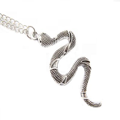 2Pcs Antique Silver Snake Necklace,Snake Jewelry,Boa Constrictor Charm