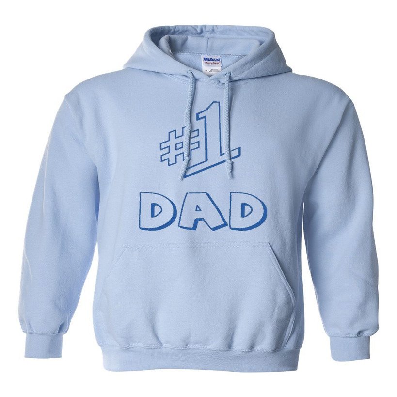 #1 One Dad Daddy Father's Day TV Comedy Series Gift Sweatshirt Hoodie (XXL,Light Blue w/RB)