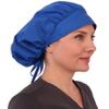 Sparkling EARTH Solid Royal Blue Cotton Banded Bouffant Ponytail Surgical Scrub Cap with Built-in Sweatband - Made in the USA! view 3