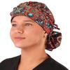 Sparkling EARTH Indian Jewelry Coral Banded Bouffant Ponytail Surgical Scrub Cap with Sweatband - Made in the USA! view 1