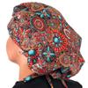 Sparkling EARTH Indian Jewelry Coral Banded Bouffant Ponytail Surgical Scrub Cap with Sweatband - Made in the USA! view 4
