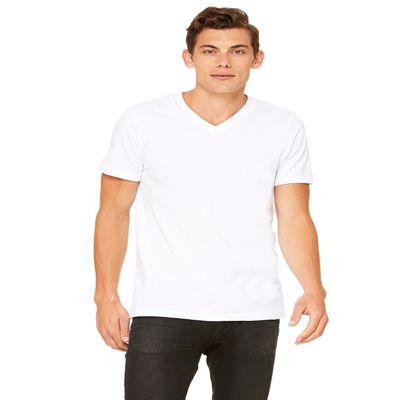 Bella Canvas Comfortable V-Neck Soft Fitted Jersey T-Shirt, White Slub, X-Large