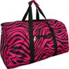 21 in Print Duffle, Overnight, Carry on Bag with Outside Pocket and Shoulder Strap (Fuschia Black Zebra Print) view 1