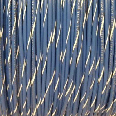 12 AWG Spiral Stripe Tracer Marine Primary Wire, Blue with White Stripe, 50 Feet