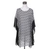 TrendsBlue Chiffon Geometric Sheer Kimono Wrap Blouse Poncho Beach Cover Up, Black view 2