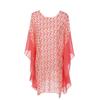 TrendsBlue Chiffon Geometric Sheer Kimono Wrap Blouse Poncho Beach Cover Up, Hot Pink view 1