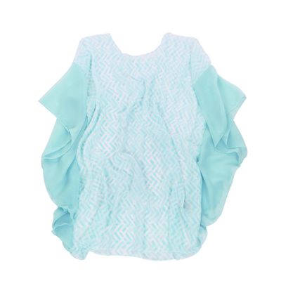 TrendsBlue Chiffon Geometric Sheer Kimono Wrap Blouse Poncho Beach Cover Up, Light Blue