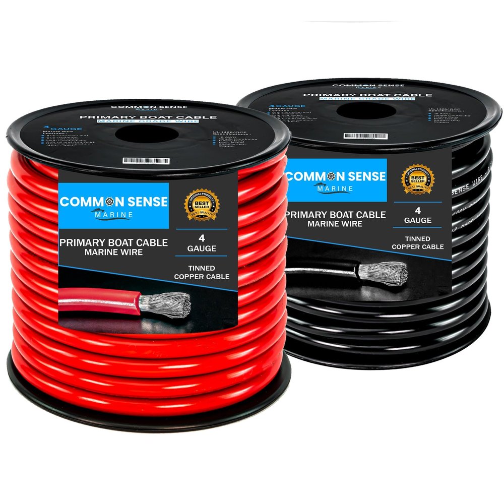 4 Gauge Primary Boat Cable - 100 ft Marine Grade Wire Tinned Oxygen-Free Copper - 4 AWG UL 1426 Standard PVC Wire for Boat, Automotive, Speakers, Camper & Trailers