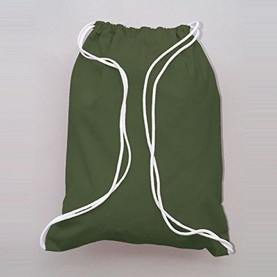 (5 Pack-Bulk Discount Price!) 100% Cotton Sport Drawstring Bag Medium Size,14" W x 18",Bright Colors Available (Army)