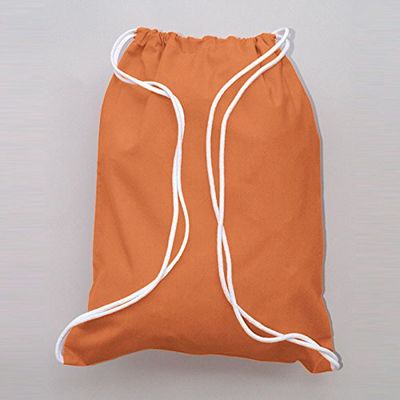 (5 Pack-Bulk Discount Price!) 100% Cotton Sport Drawstring Bag Medium Size,14" W x 18",Bright Colors Available (Texas Orange)