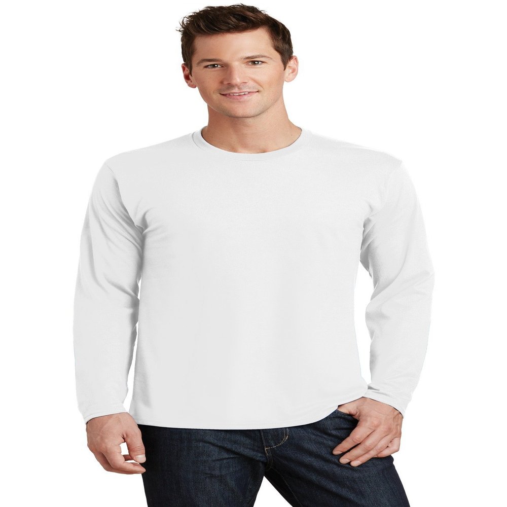 PORT AND COMPANY Long Sleeve Fan Favorite Tee (PC450LS) White, 5XL