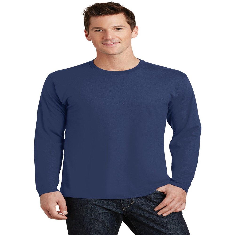 PORT AND COMPANY Long Sleeve Fan Favorite Tee (PC450LS) Team Navy, 2XL