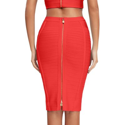 HLBandage Women's High Waist Elastic Rayon Bandage Pencil Skirt(M, Red)