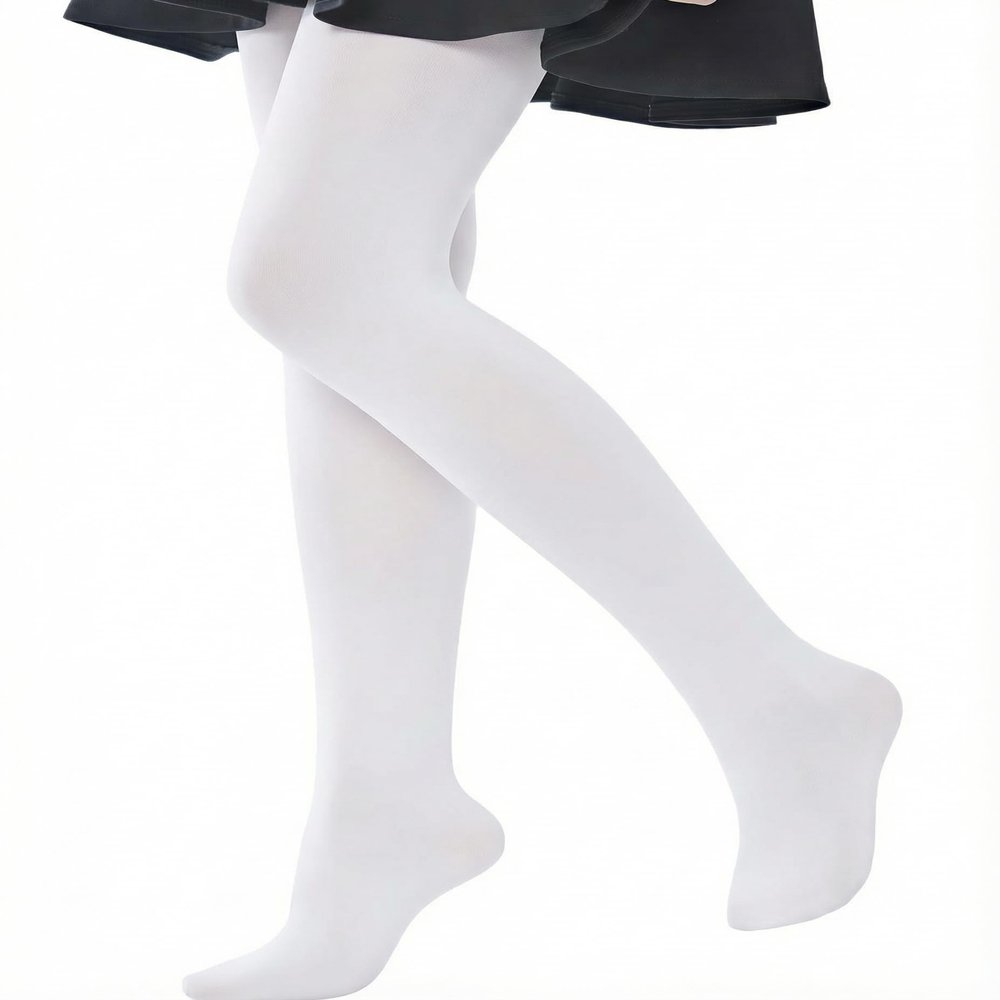 leg elegant Ballet Footed Dance Tights for Toddler and Kids Girls 50D (White,2-4)