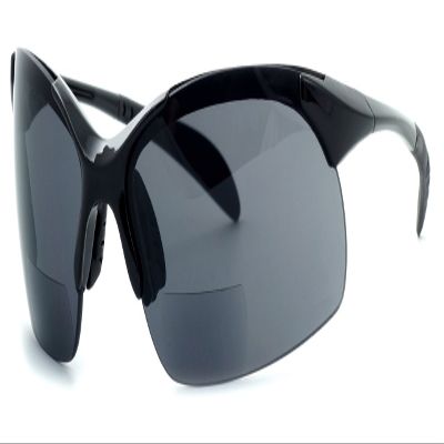 Calabria 48BF BiFocal Reading Sunglasses +1.50 Black/Grey Mens Womens Lightweight Semi-Rimless Wrap Around Bi-Focal Sunnies