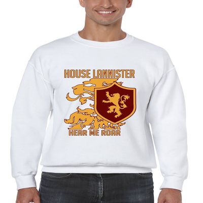 ALLNTRENDS Men's Crewneck Sweatshirt House Lannister Hear Me Roar (M, White)