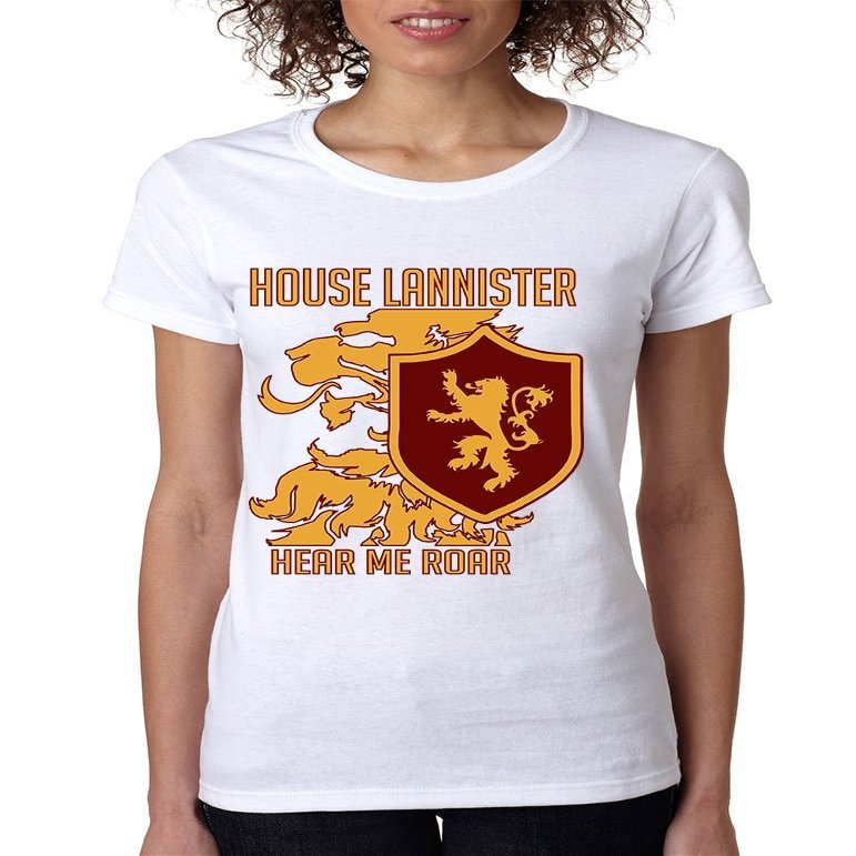 ALLNTRENDS Women's T Shirt House Lannister Hear Me Roar (XL, White)