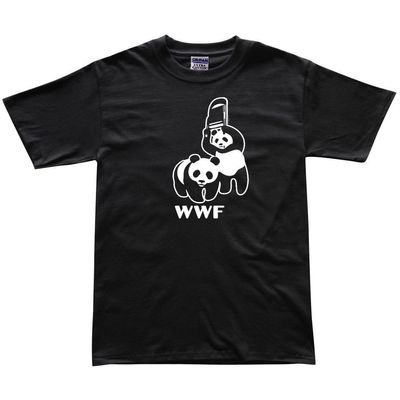 DIRTYRAGZ Men's WWF Funny Panda Bear MMA Wrestling T Shirt S Black