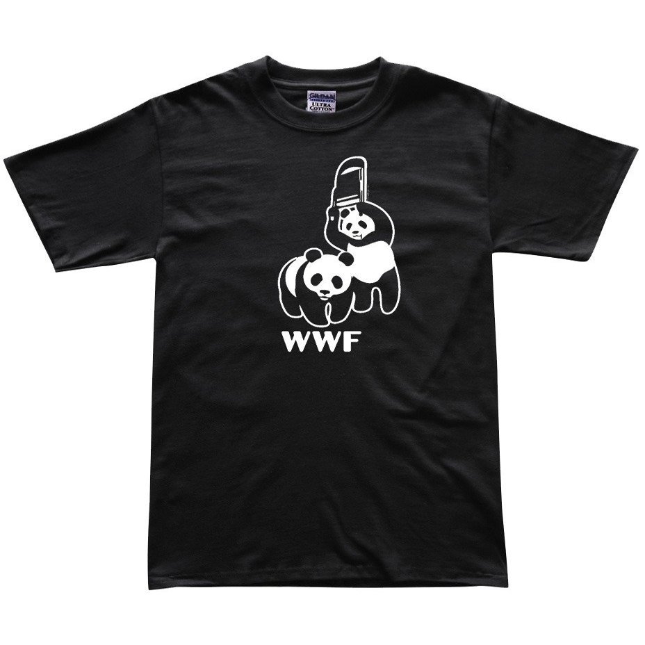 DIRTYRAGZ Men's WWF Funny Panda Bear MMA Wrestling T Shirt S Black