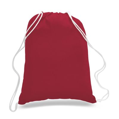 Durable 100% Cotton Drawstring Bags Backpacks Art Craft (Red)