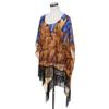 TrendsBlue Large Wide Chiffon Feather Fringe Kimono Wrap Poncho Blouse Beach Cover Up, Brown view 3