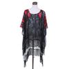TrendsBlue Large Wide Chiffon Feather Fringe Kimono Wrap Poncho Blouse Beach Cover Up, Grey view 2