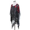 TrendsBlue Large Wide Chiffon Feather Fringe Kimono Wrap Poncho Blouse Beach Cover Up, Grey view 3