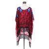 Large Wide Chiffon Feather Fringe Kimono Wrap Poncho Blouse Beach Cover Up, Red view 2