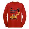 Tstars 4th Birthday Construction Truck Shirt - I'm Digging Being 4 Long Sleeve Tee for Toddler Boys & Kids X-Large Red view 1