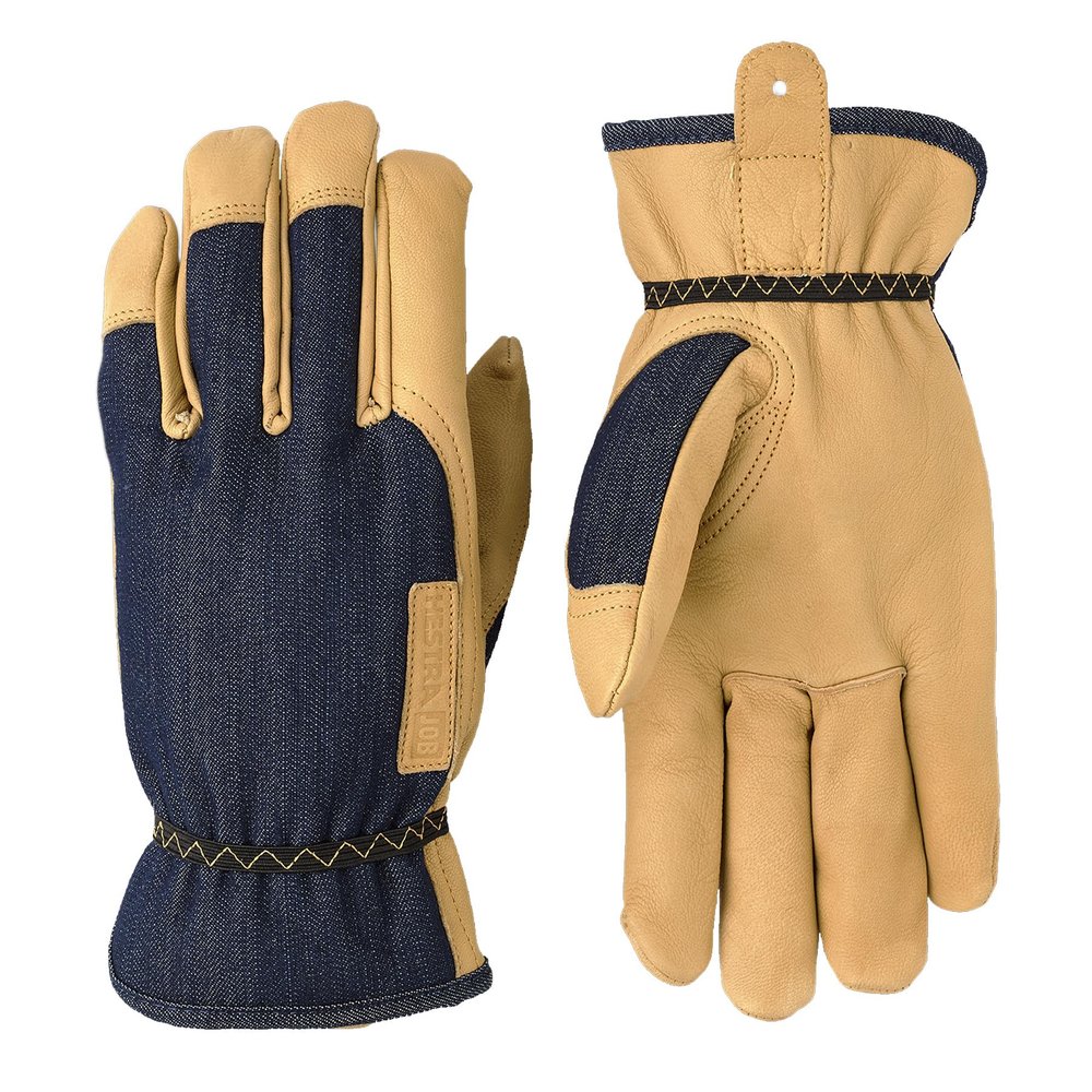 Hestra Job Kobolt Denim Glove -5-Finger Glove for Yardwork, General Projects and Equipment Operations - Indigo - 7