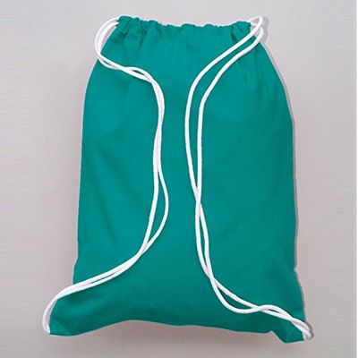 (10 Pack-Bulk Discount Price!) 100% Cotton Sport Drawstring Bag Medium Size,14"W x 18",Bright Colors Available (TURQUOISE)