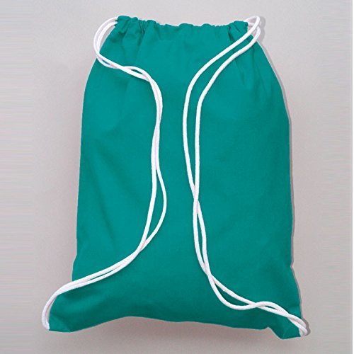 (10 Pack-Bulk Discount Price!) 100% Cotton Sport Drawstring Bag Medium Size,14"W x 18",Bright Colors Available (TURQUOISE)