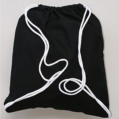 (10 Pack-Bulk Discount Price!) 100% Cotton Sport Drawstring Bag Medium Size,14"W x 18",Bright Colors Available (BLACK)