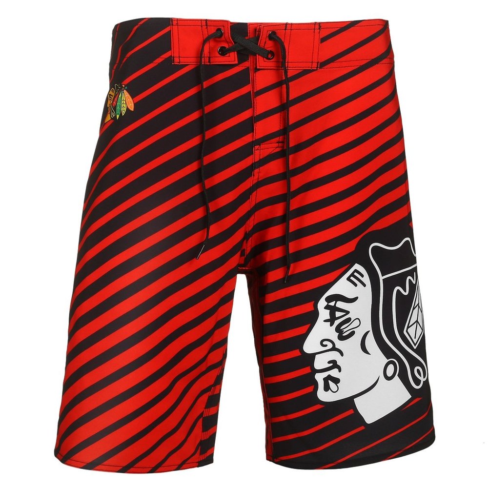 FOCO Chicago Blackhawks Stripes Poly Boardshort