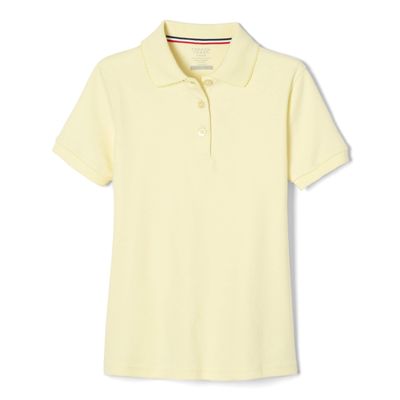 French Toast Girls' Picot Collar Polo Short Sleeve Shirt (Kids Standard & Plus Size), Yellow, 14-16