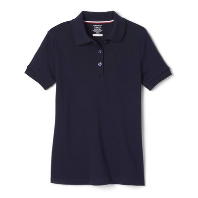 French Toast Girls' Short Sleeve Polo Shirt with Picot Collar (Standard & Plus Sizes), Navy, 14-16
