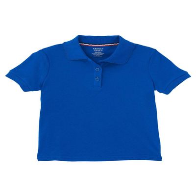 French Toast Girls' Short Sleeve Polo Shirt with Picot Collar (Standard & Plus Sizes), Royal, 7-8