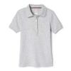 French Toast Girls' Picot Collar Polo Short Sleeve Shirt (Kids Standard & Plus Size), Heather Gray, 4-5