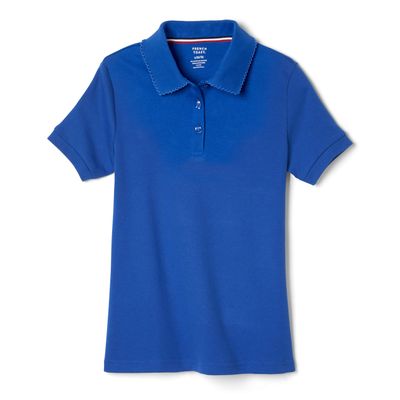 French Toast Girls' Picot Collar Polo Short Sleeve Shirt (Kids Standard & Plus Size), Royal, 14-16