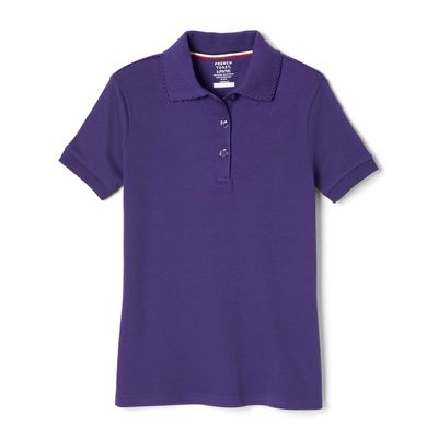 French Toast Girls' Short Sleeve Polo Shirt with Picot Collar (Standard & Plus Sizes), Purple, 7-8