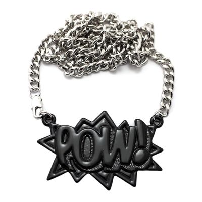 NYFASHION101 POW! Rapper Pendant with 6mm 36" Miami Cuban Chain Necklace - Black/Silver-Tone