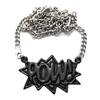 NYFASHION101 POW! Rapper Pendant with 6mm 36" Miami Cuban Chain Necklace - Black/Silver-Tone view 1