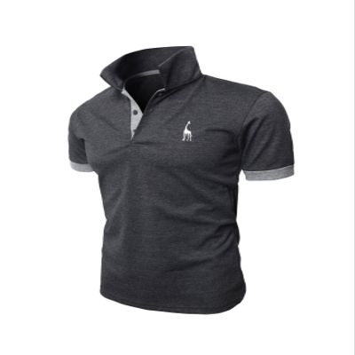 Legou Mens Polo T-Shirt Solid Polo Tee 10-Color Basic Slim Top Fashion Casual T-Shirt Dark Gray M