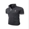 Legou Mens Polo T-Shirt Solid Polo Tee 10-Color Basic Slim Top Fashion Casual T-Shirt Dark Gray M view 1