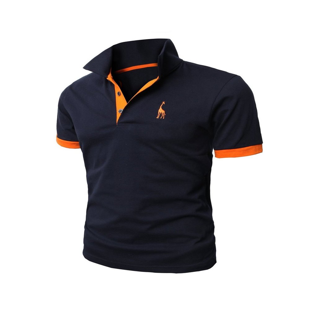 Legou Mens Polo T-Shirt Solid Polo Tee 10-Color Basic Slim Top Fashion Casual T-Shirt Dark Blue XXXL