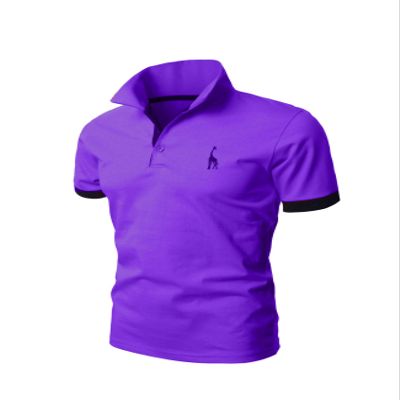 Bestgift Men's Casual Slim Short Sleeve Polo T-Shirt Purple L