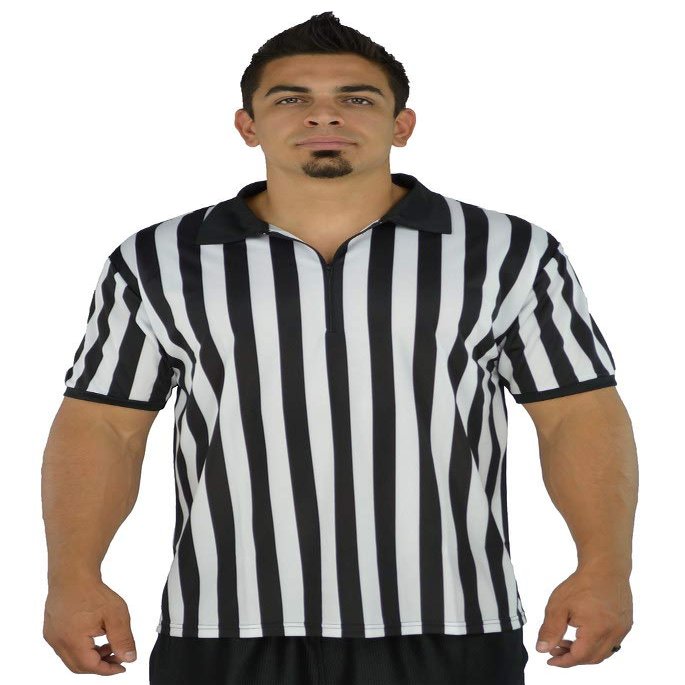Mato & Hash Mens Referee Shirts/Umpire Jersey with Collar for Officiating and Costumes Black/White