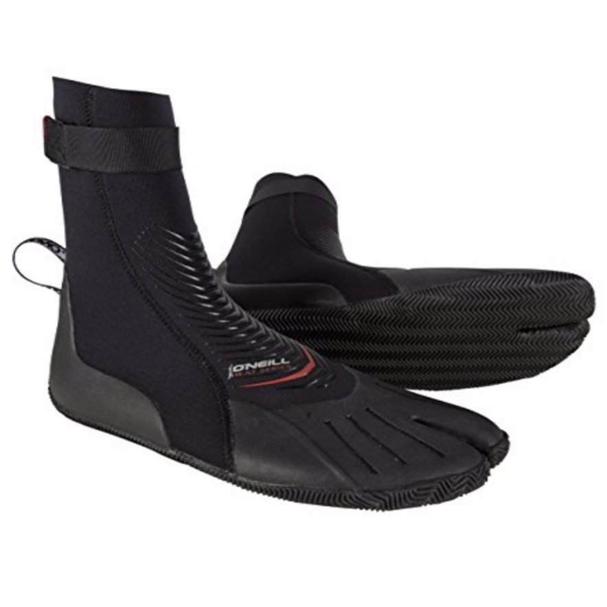 O'Neill Heat 3mm Split Toe Neoprene Boot with Textured Rubber Sole for Cold Water Surfing, Paddleboarding, Snorkeling, and Any Water Activities, Black, 7
